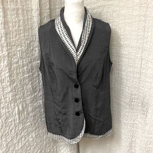 Sweet Suit Womens Gray Vest with Checkered Detail Collar
